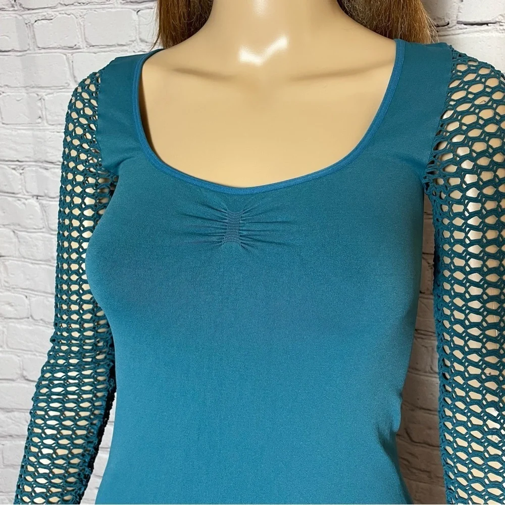 New Free People Conversation Starter Long-Sleeve Cami Teal Size M/L